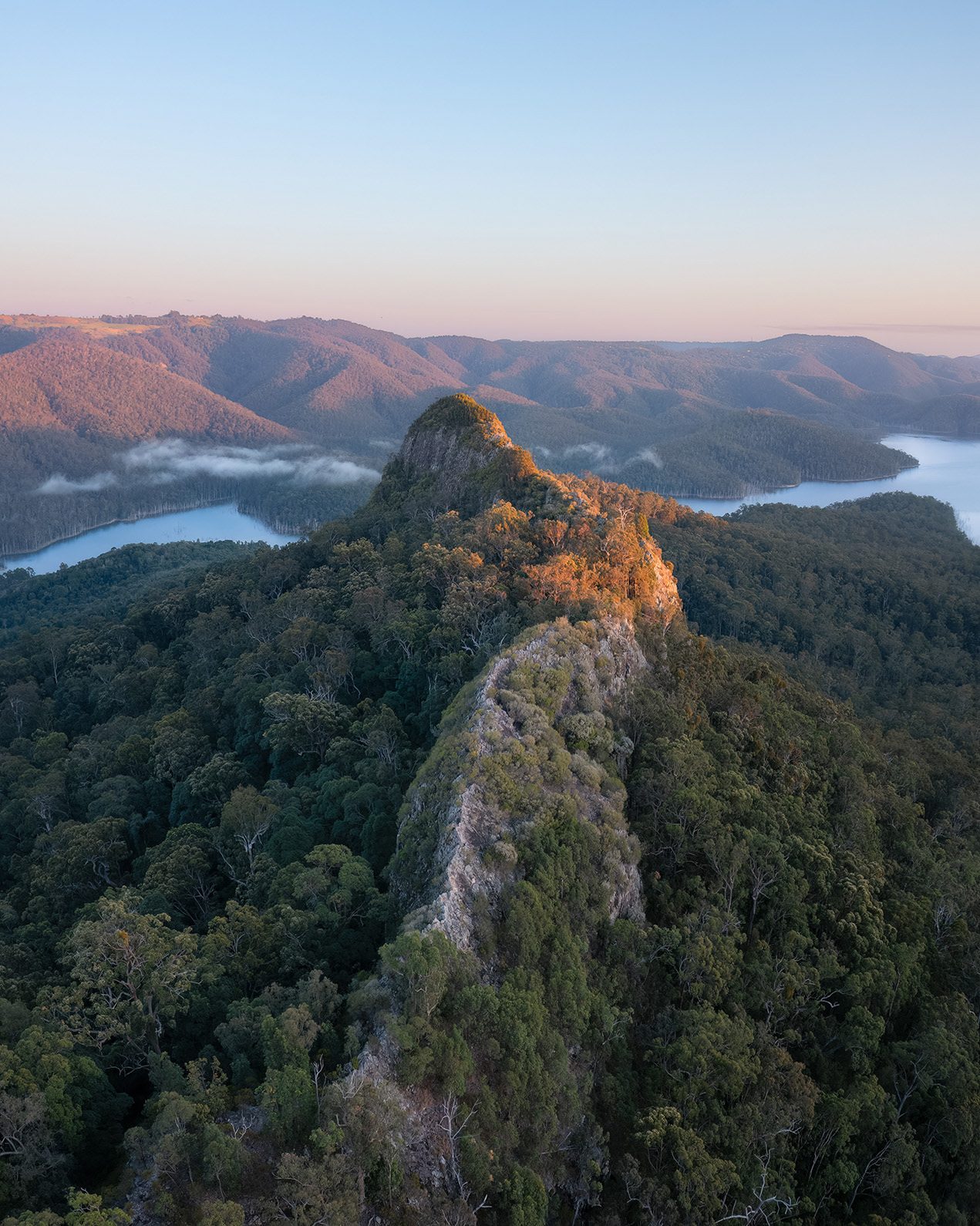 An aerial perspective was the only way to show the full length of this rugged ridge-line in Southeast Queensland.