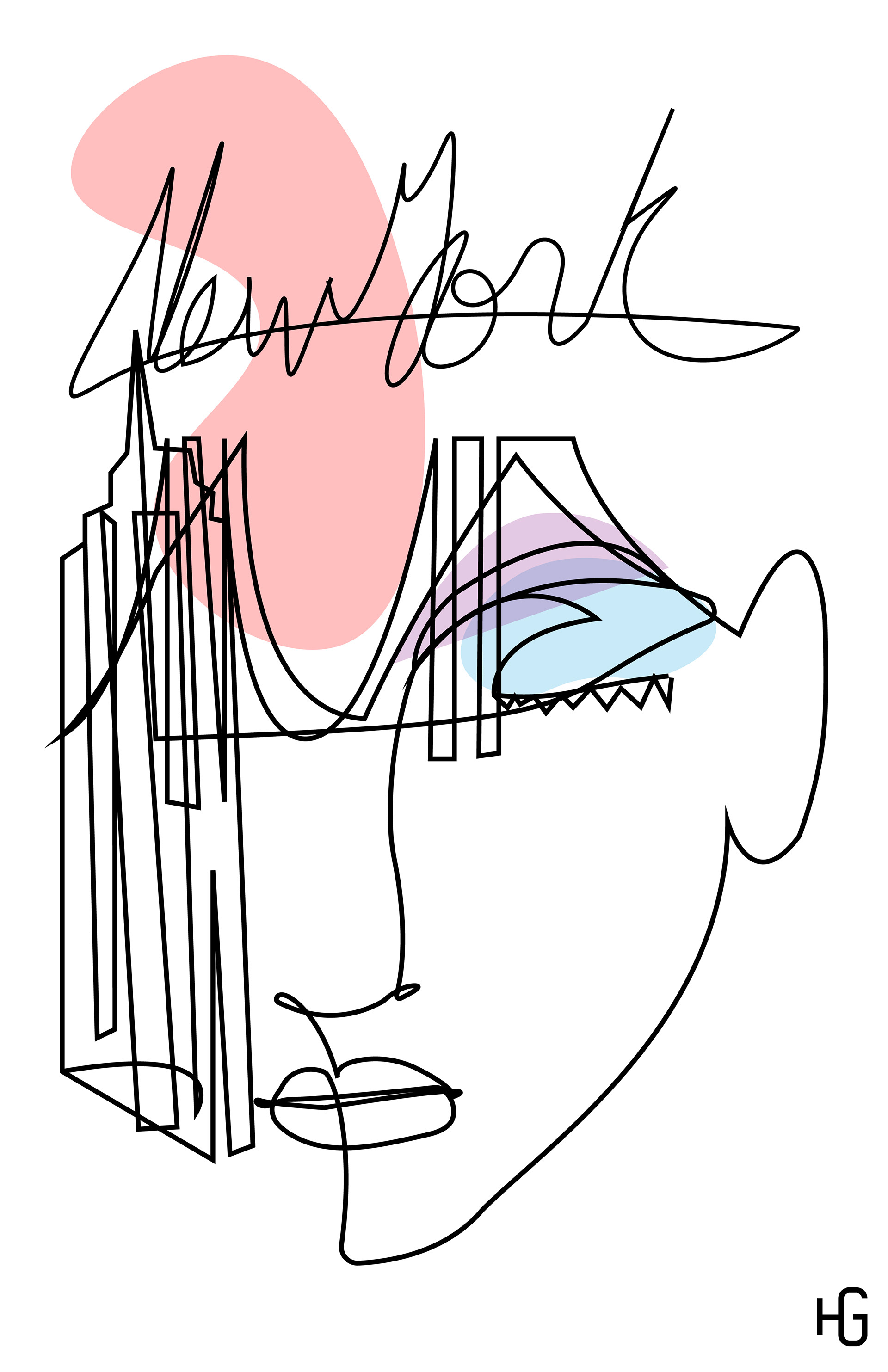 new york one line drawing