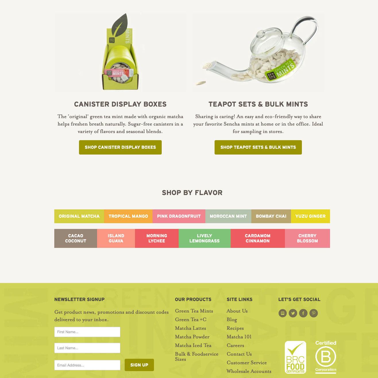 Product categories with product visual, hierarchical information and flavor navigation make products easy to find and explore.