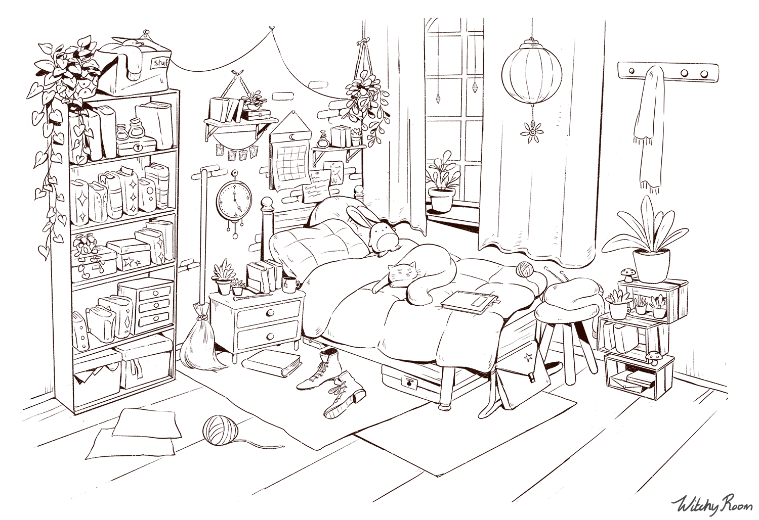 Line art "Marienne's Room"