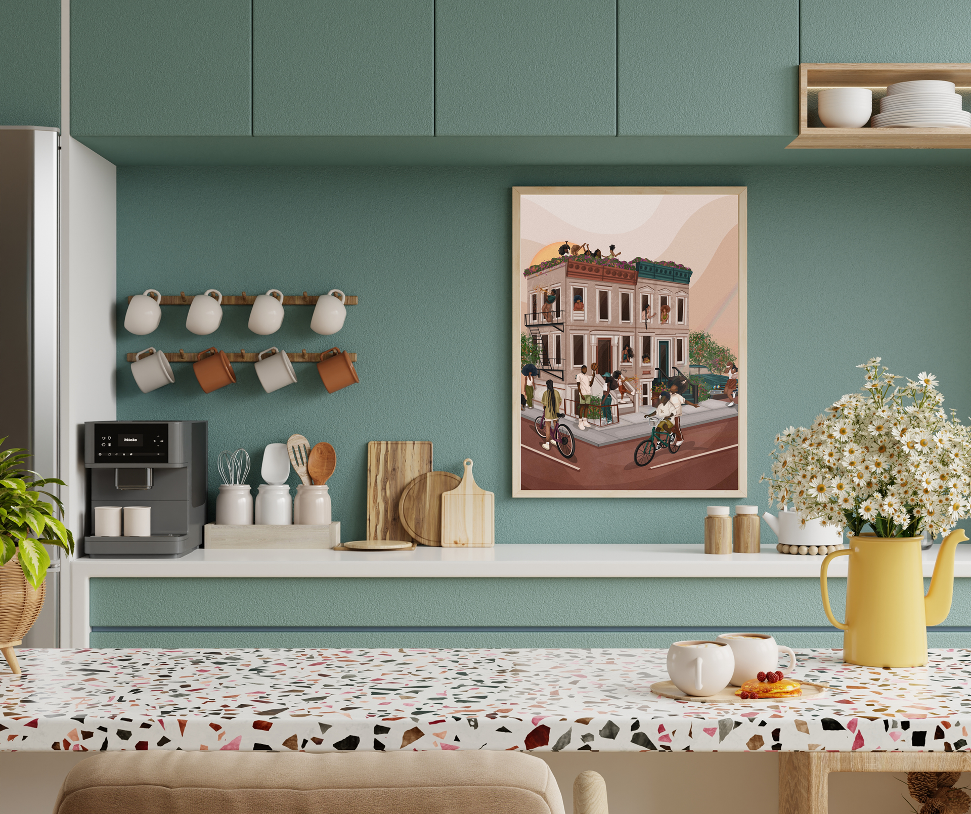 Framed "On My Block" Print in Kitchen Space