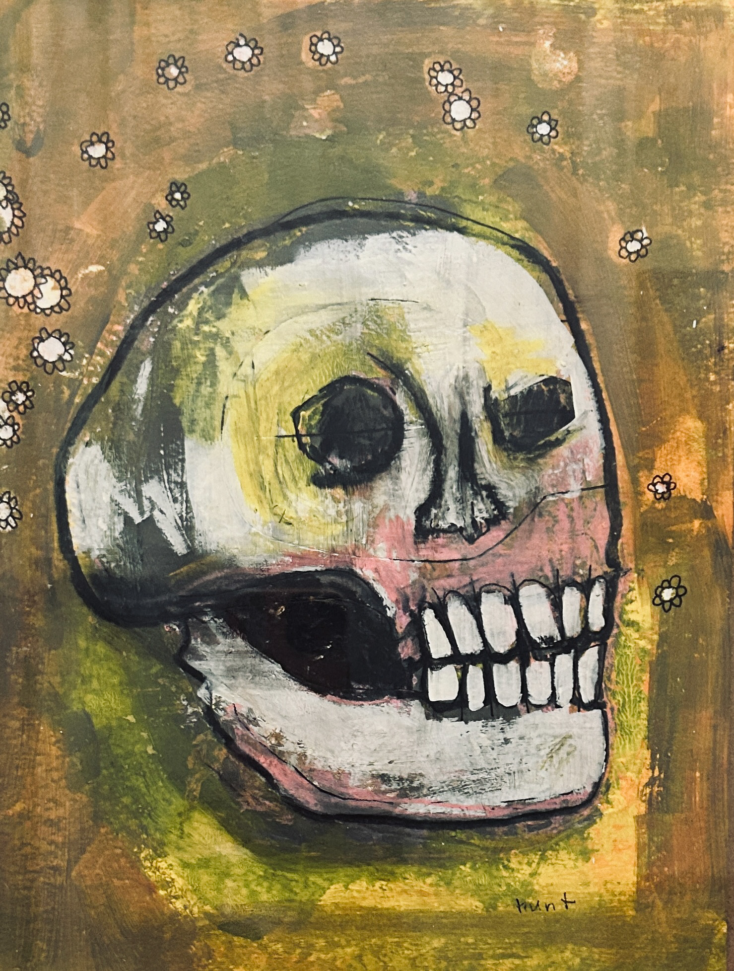 Raw Skull / Mixed Media on Paper / 9 x 12 inches