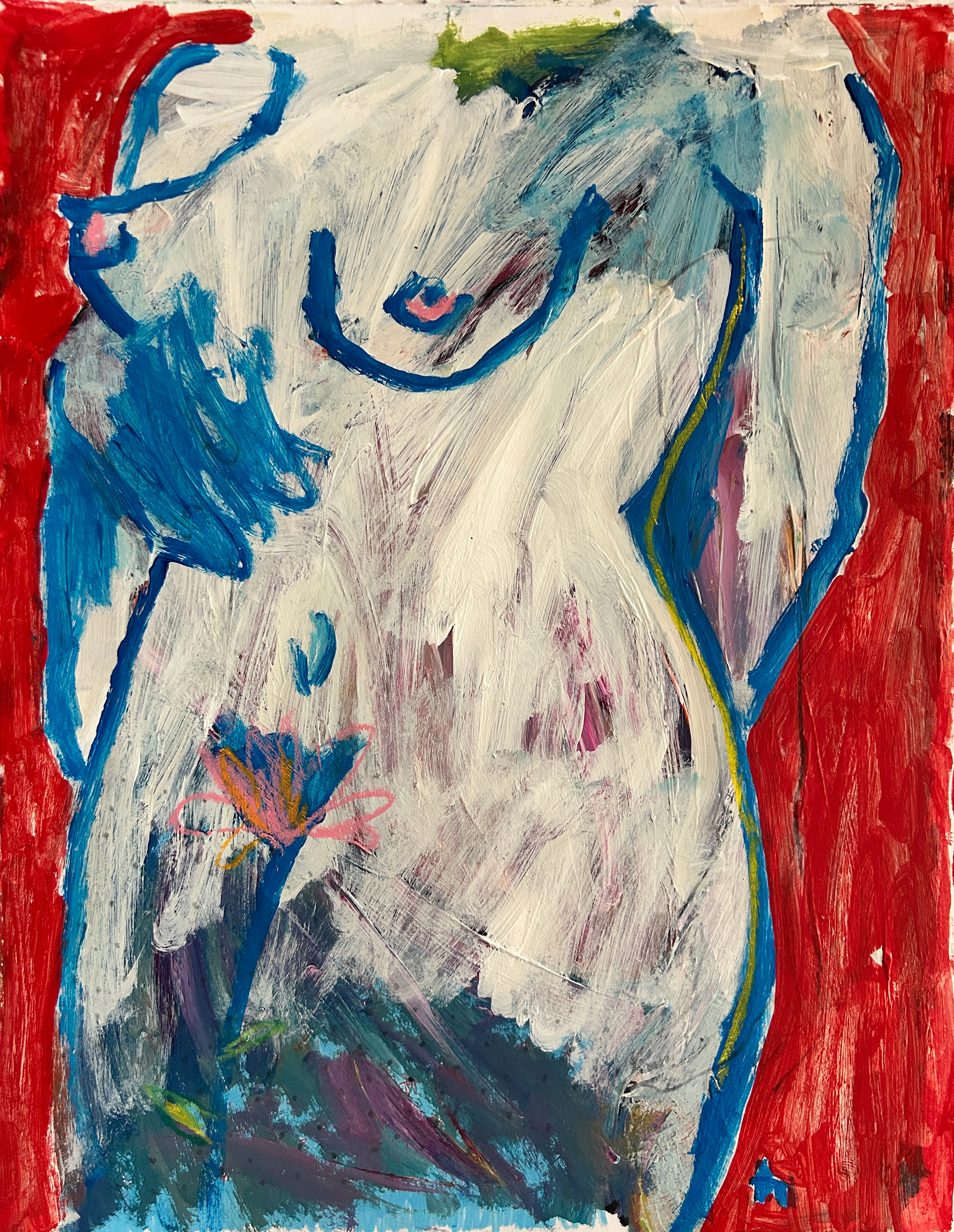 Fleur Acrylic and crayon on paper 11 x 14 inches