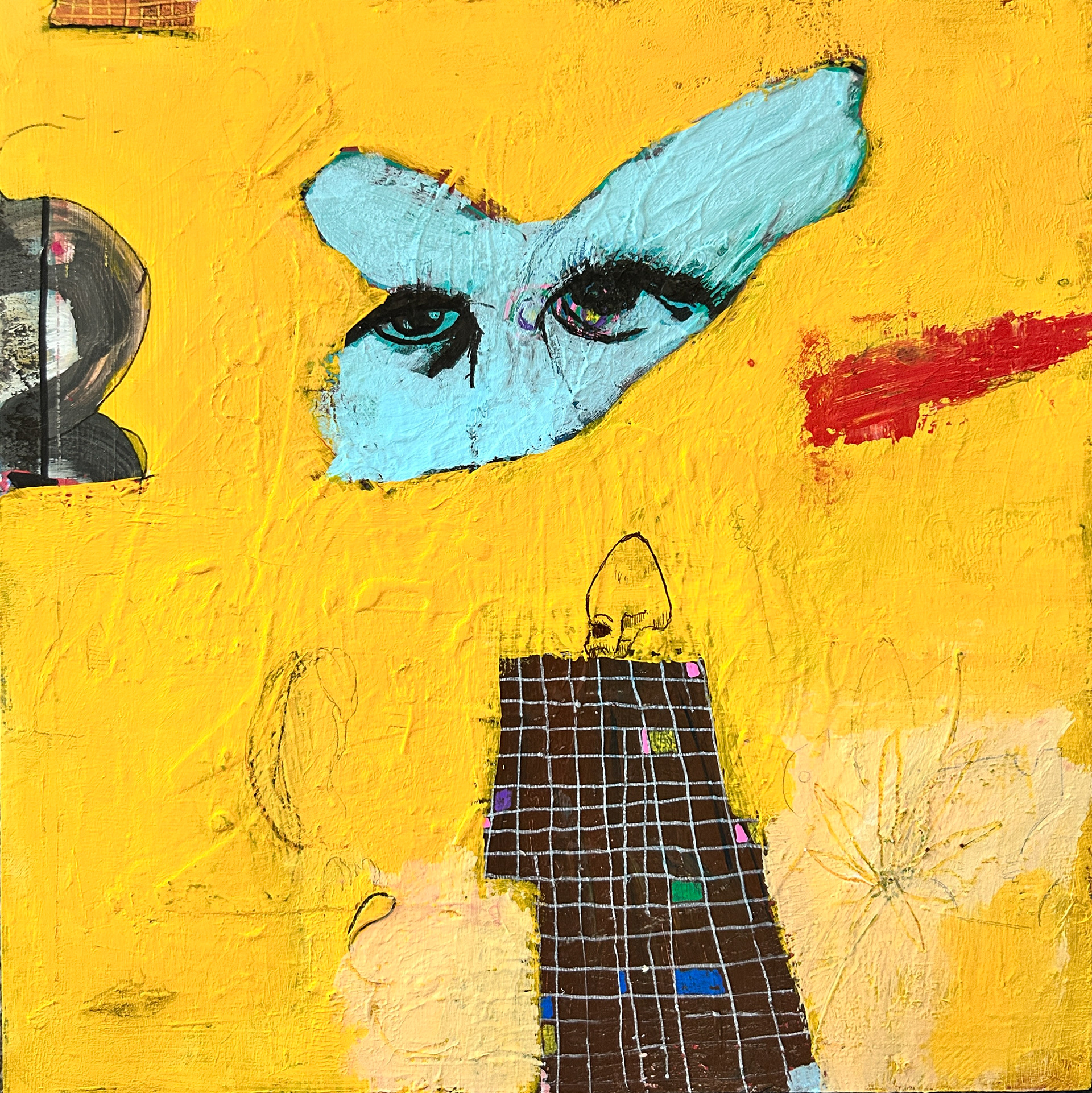 Temple Acrylic and pen on wood 12 x 12 inches