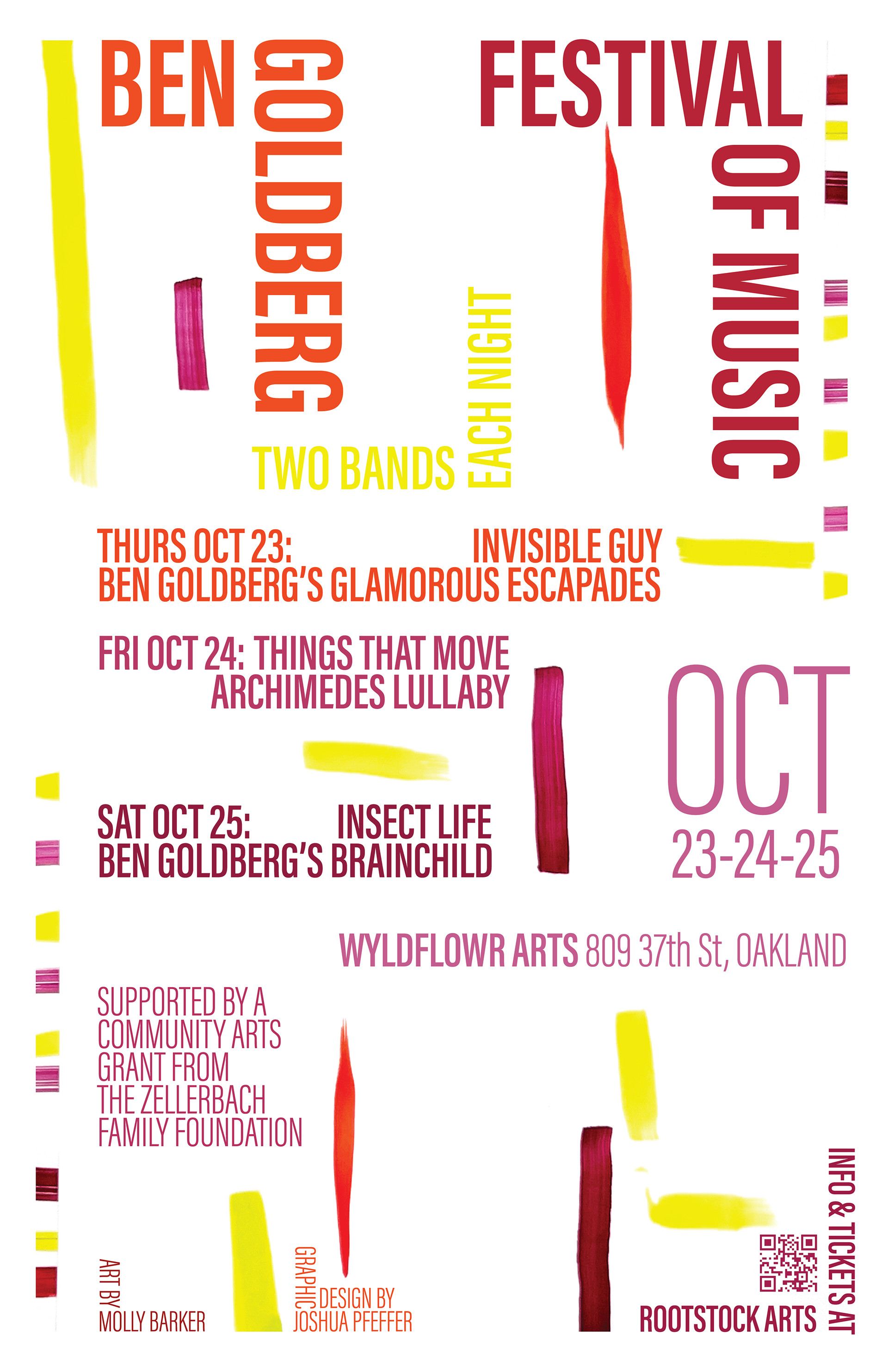 Poster advertising clarinetist Ben Goldberg's Festival of Music, Oakland California 2025