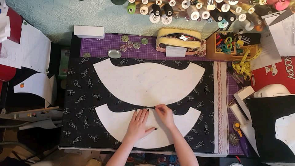 Final Garment: Cutting out the tiered sleeves for the Sophia Garment