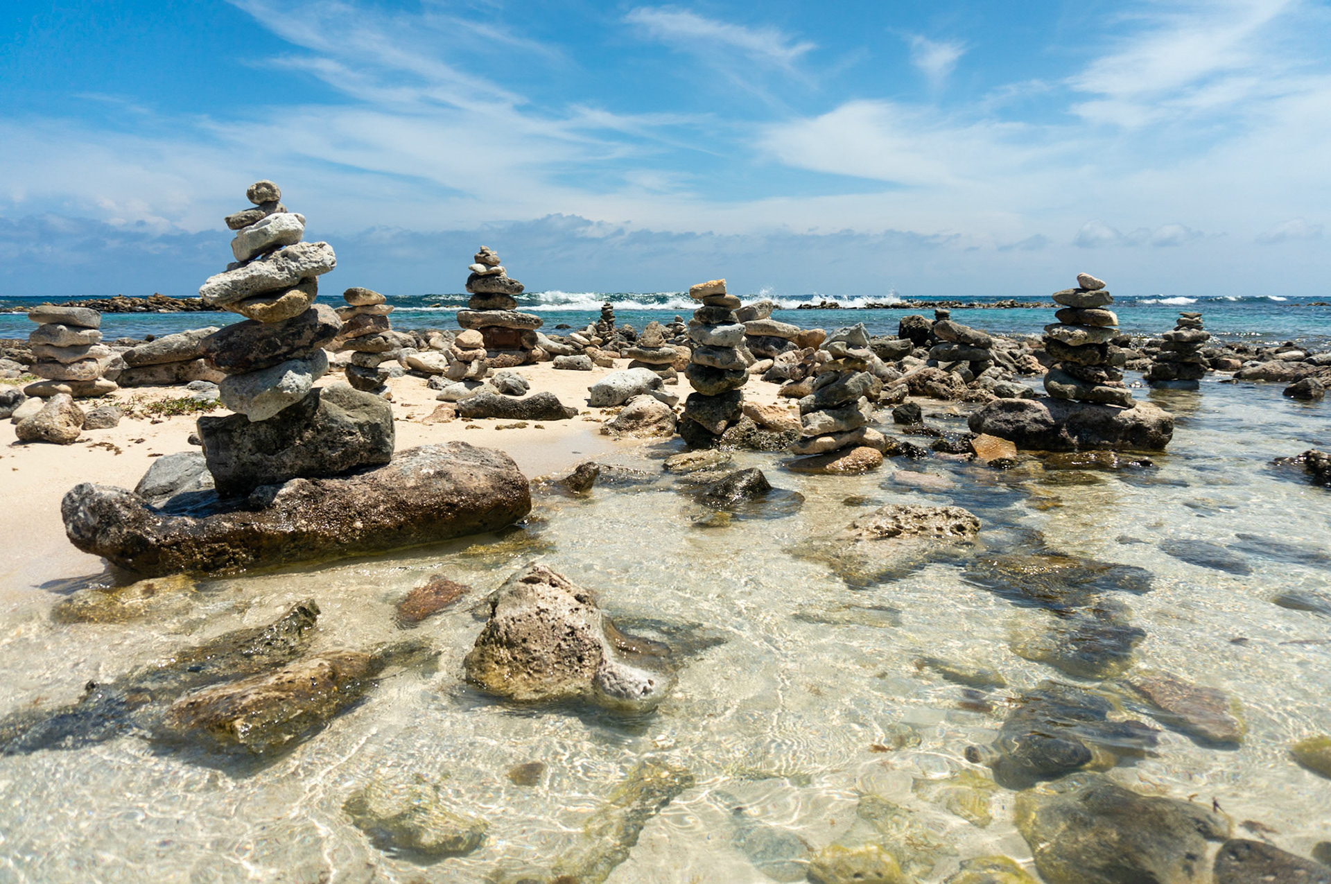Rock stacks on Baby Beach