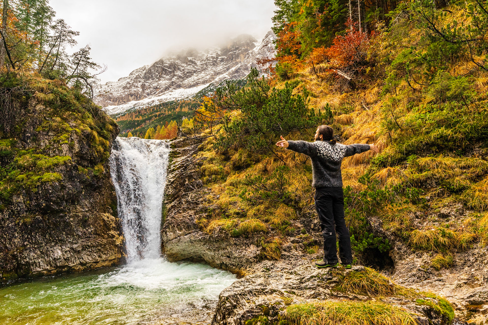 A waterfall in Val di Zoldo, Dolomites