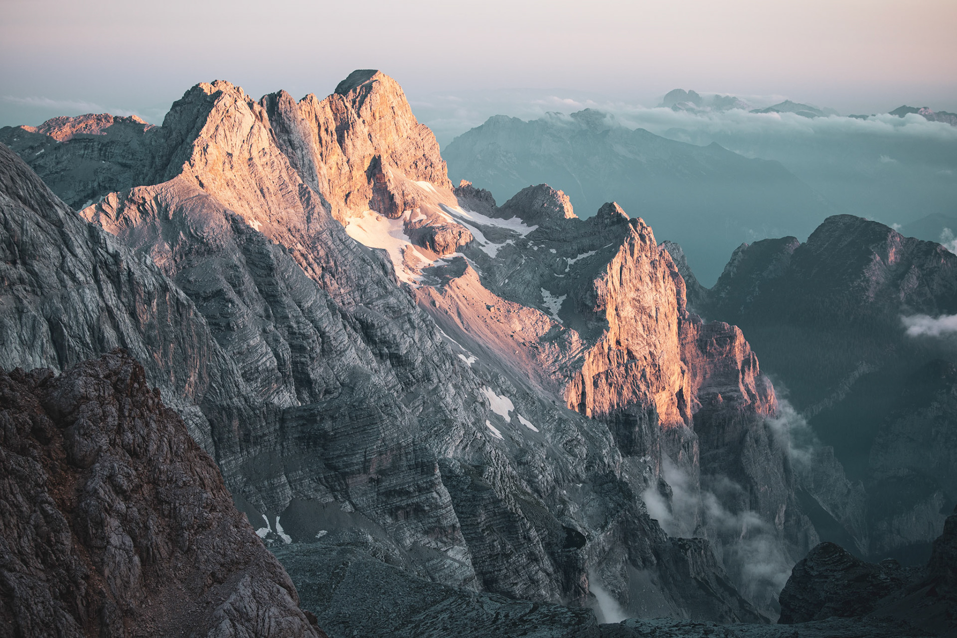 View from the top of Monte Civetta, Dolomites, Italy