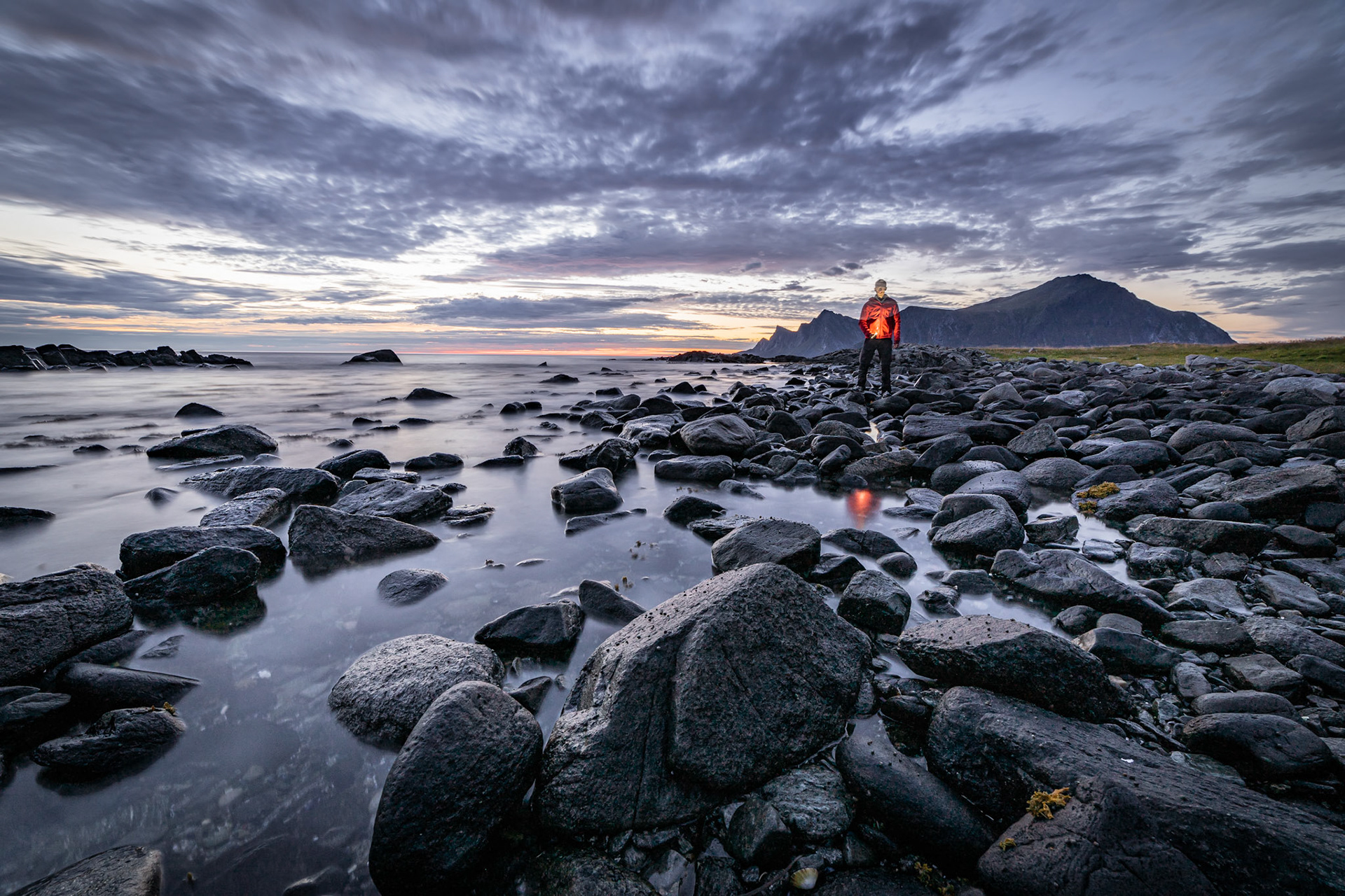 A long exposure on the Norwegian Sea, north of the Lofoten Islands