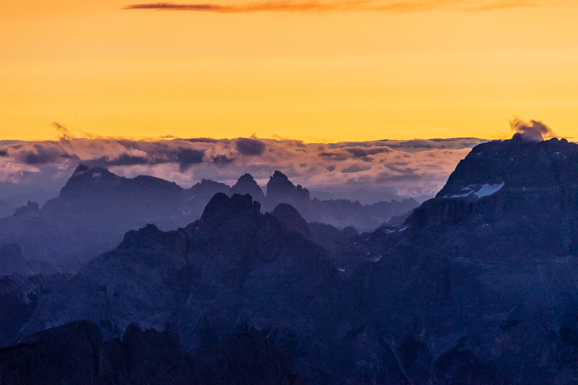 This is what sunrise looks like at high altitude in the Dolomites