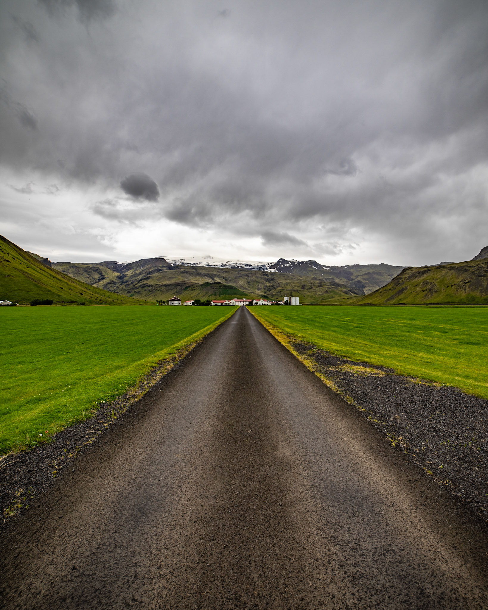 A very symmetrical farm in Iceland.