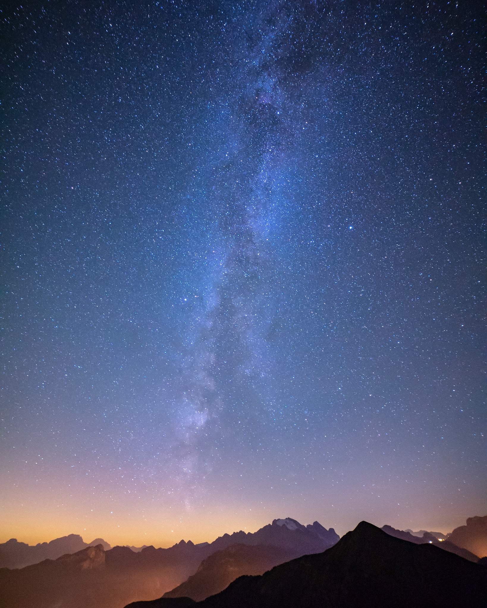 An aesthetic view of the Milky Way from Passo Giau in the heart of the Dolomites