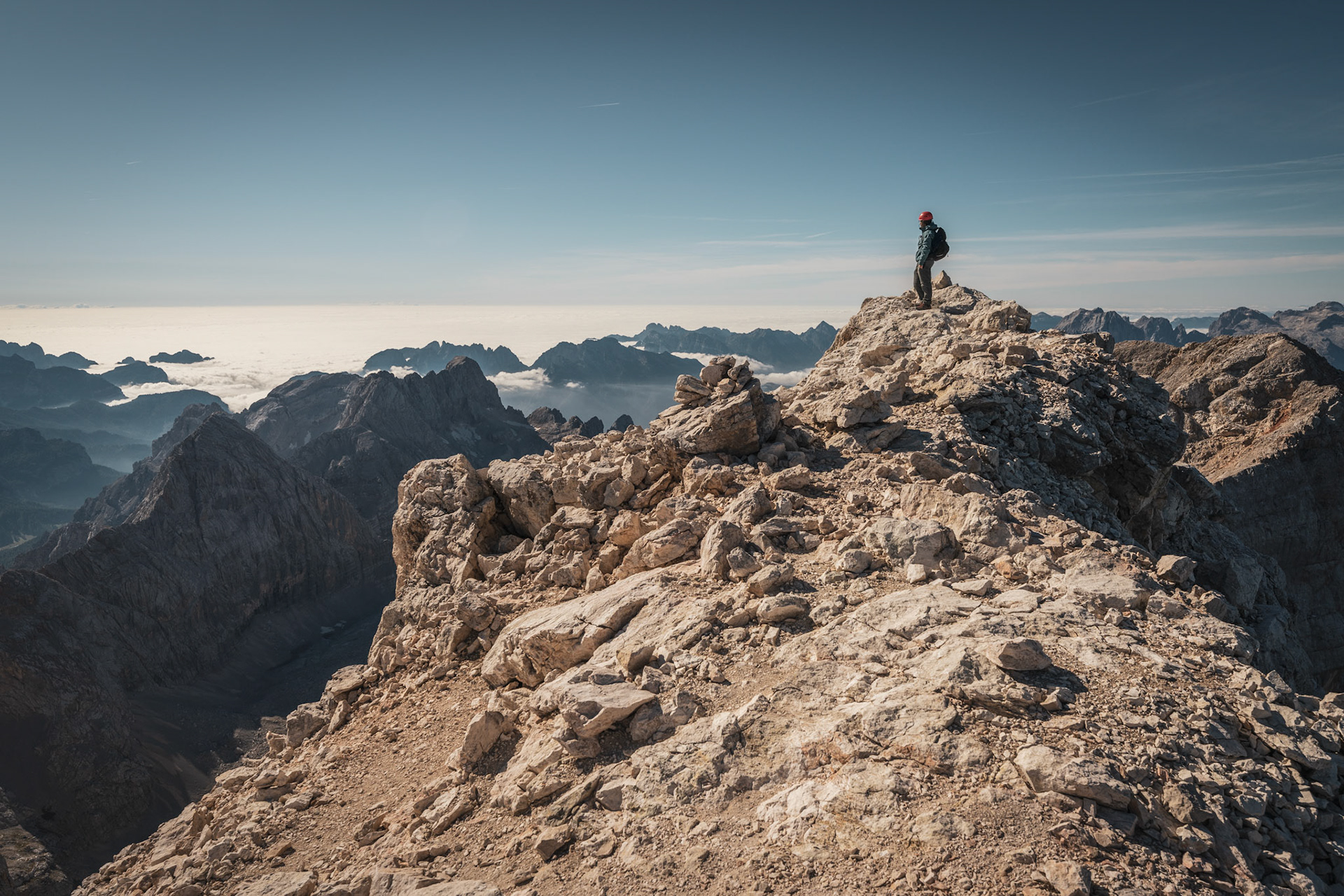 Taken from the summit of Monte Civetta, looking out over the sea of clouds covering the plain.