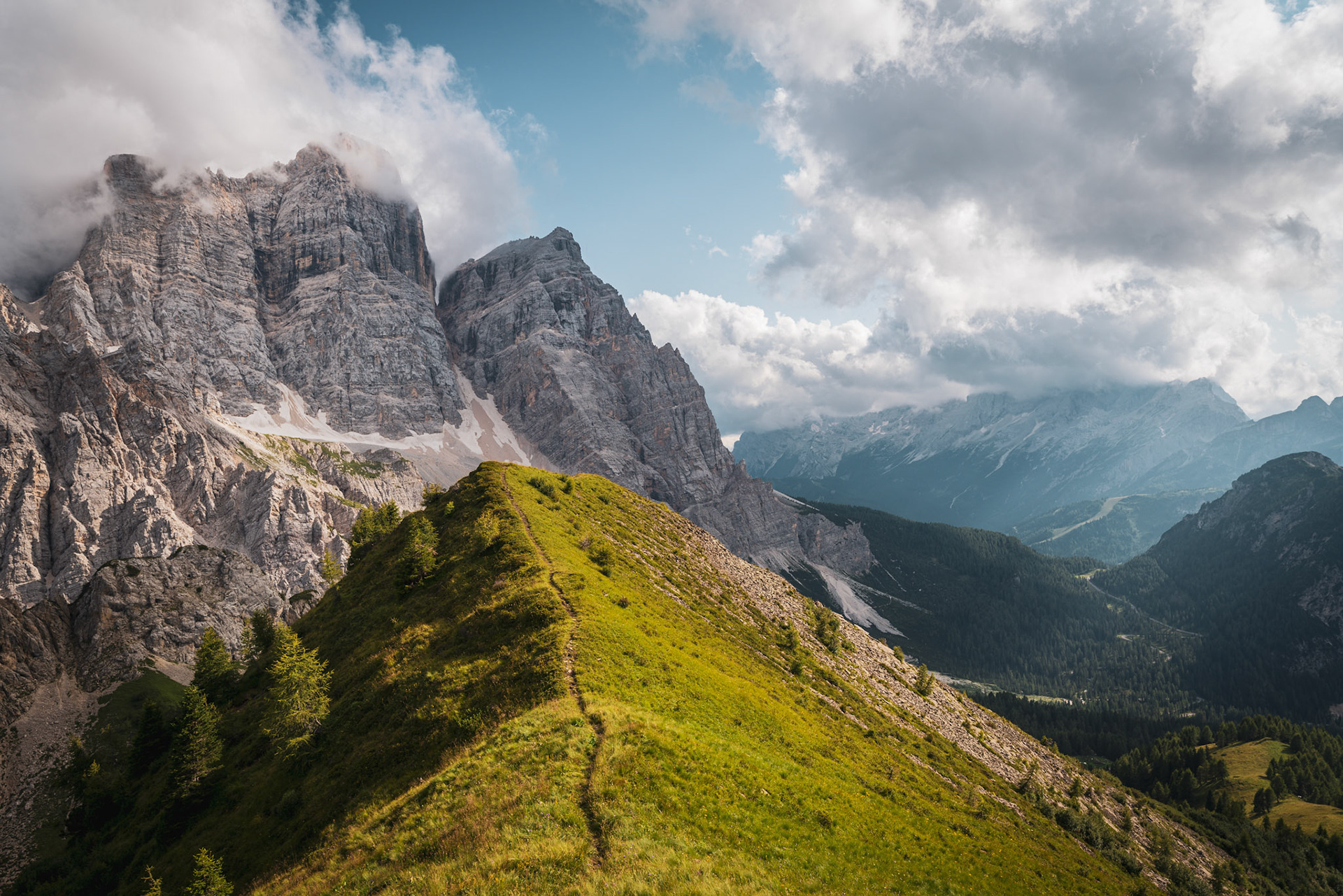 On the ridge of Col della Puina, Italy, Dolomites