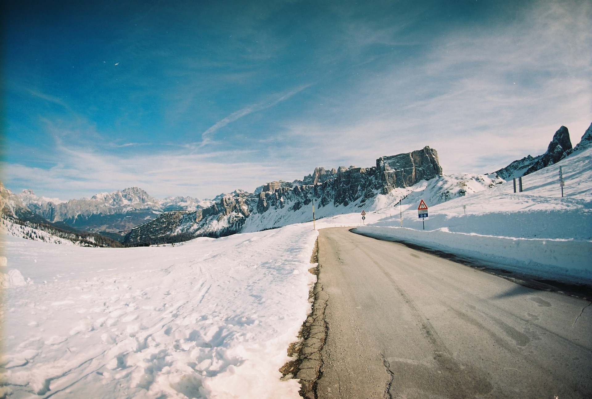 Analogue shot from the famous Giau Pass in the Dolomites.