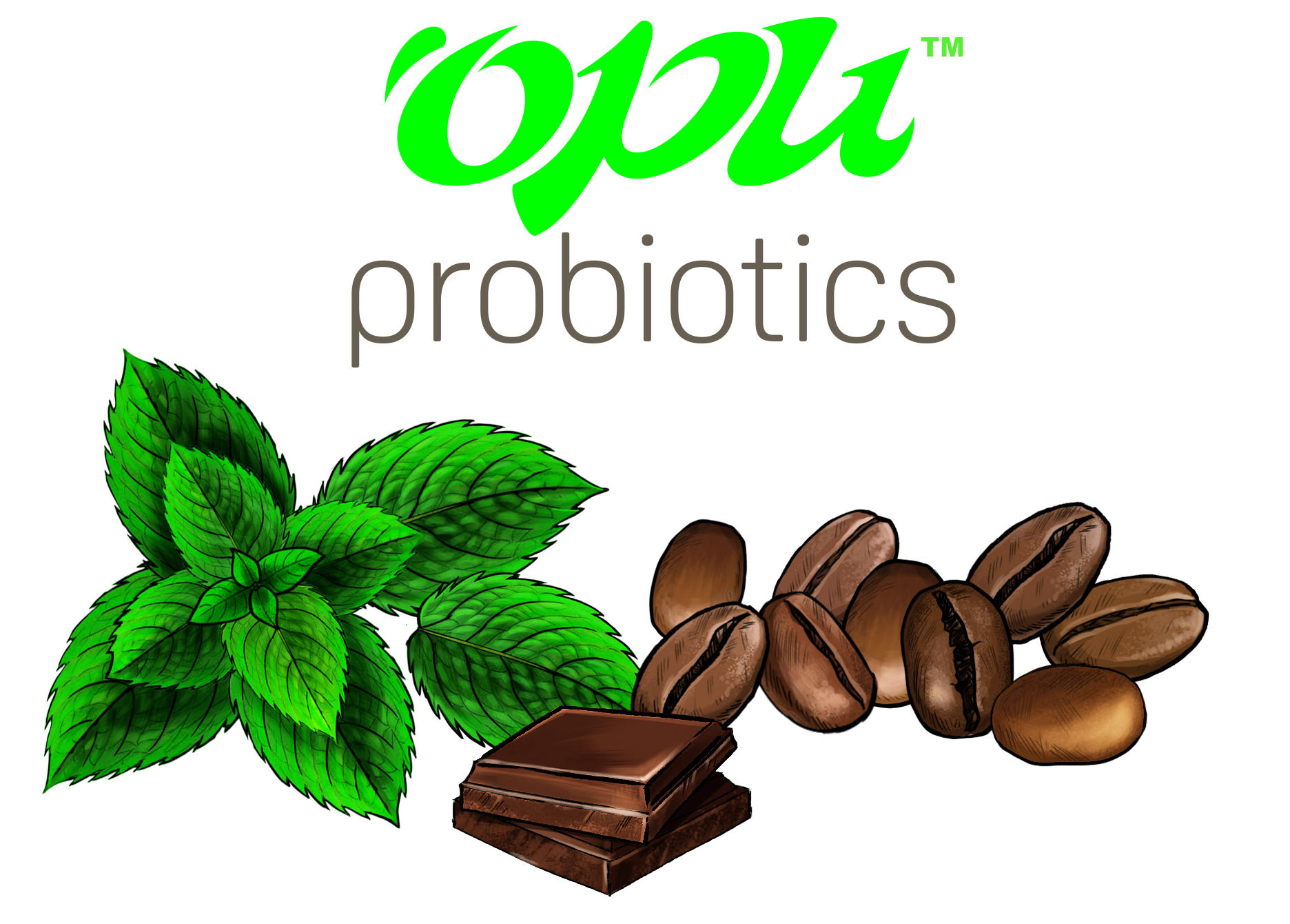 'opu probiotics mint and mocha flavors (I also designed the logo)