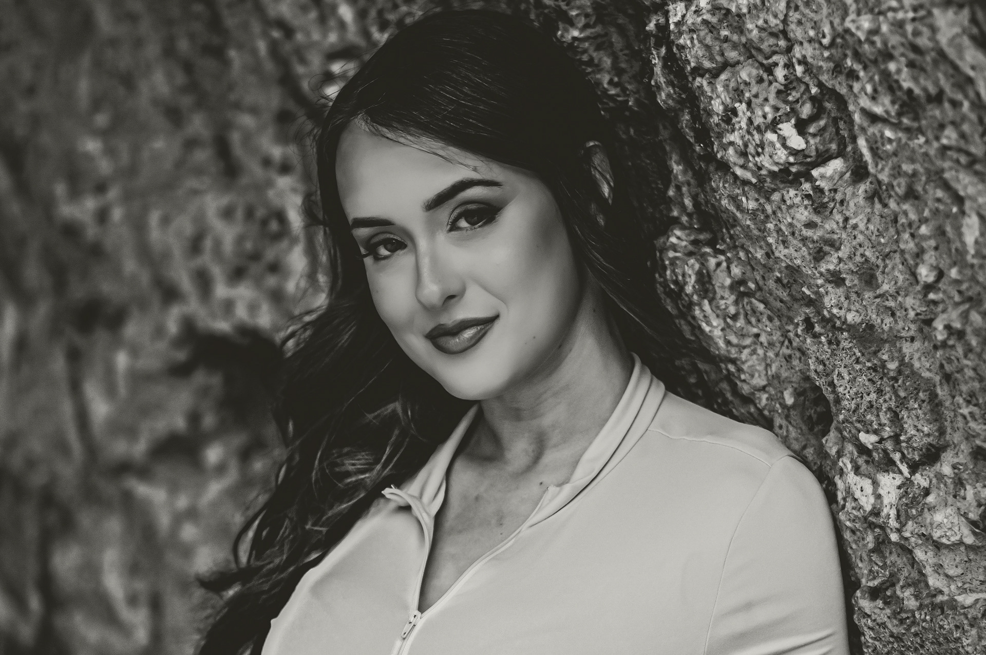 Woman posing outdoors