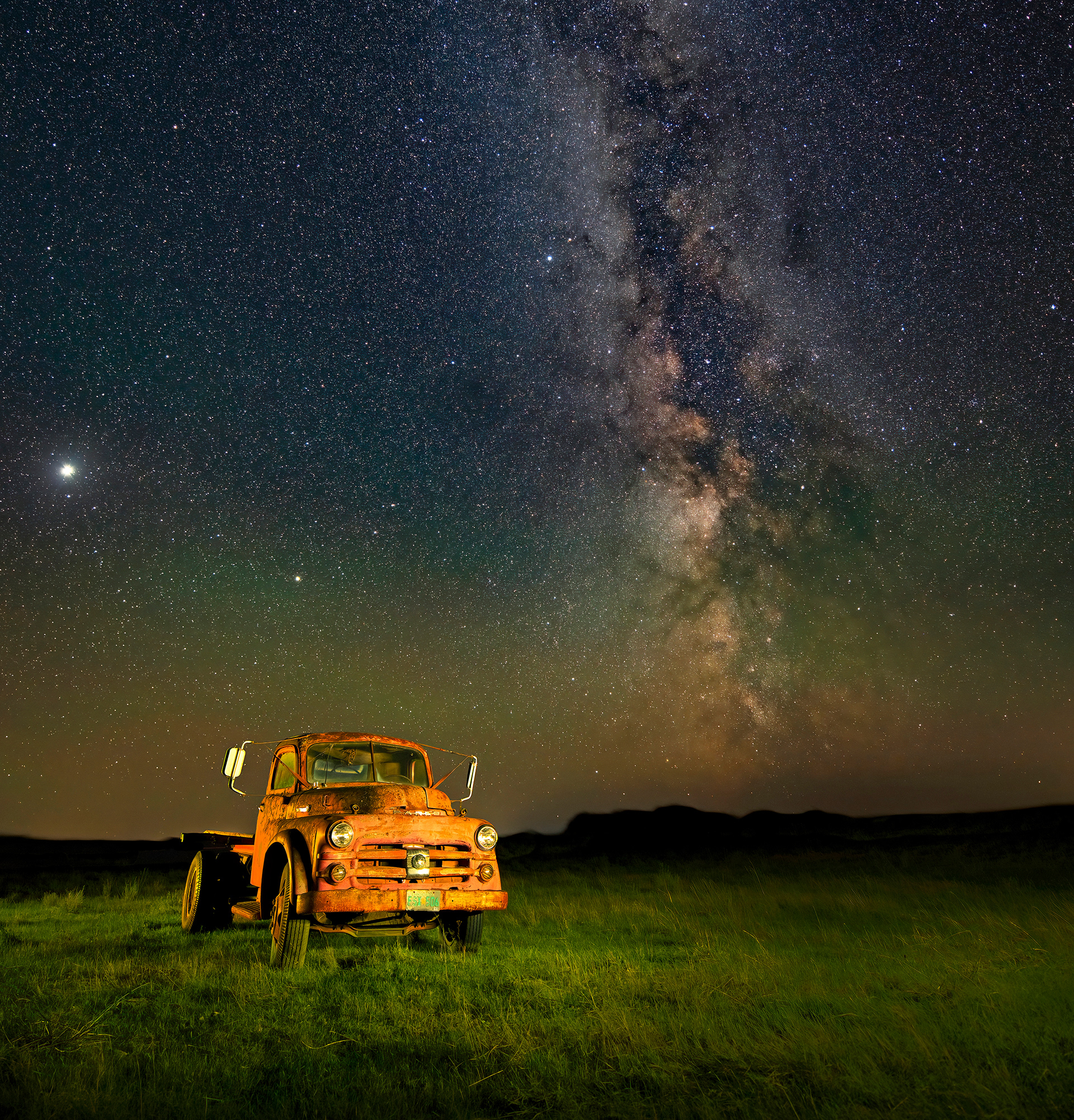 Old truck at night 