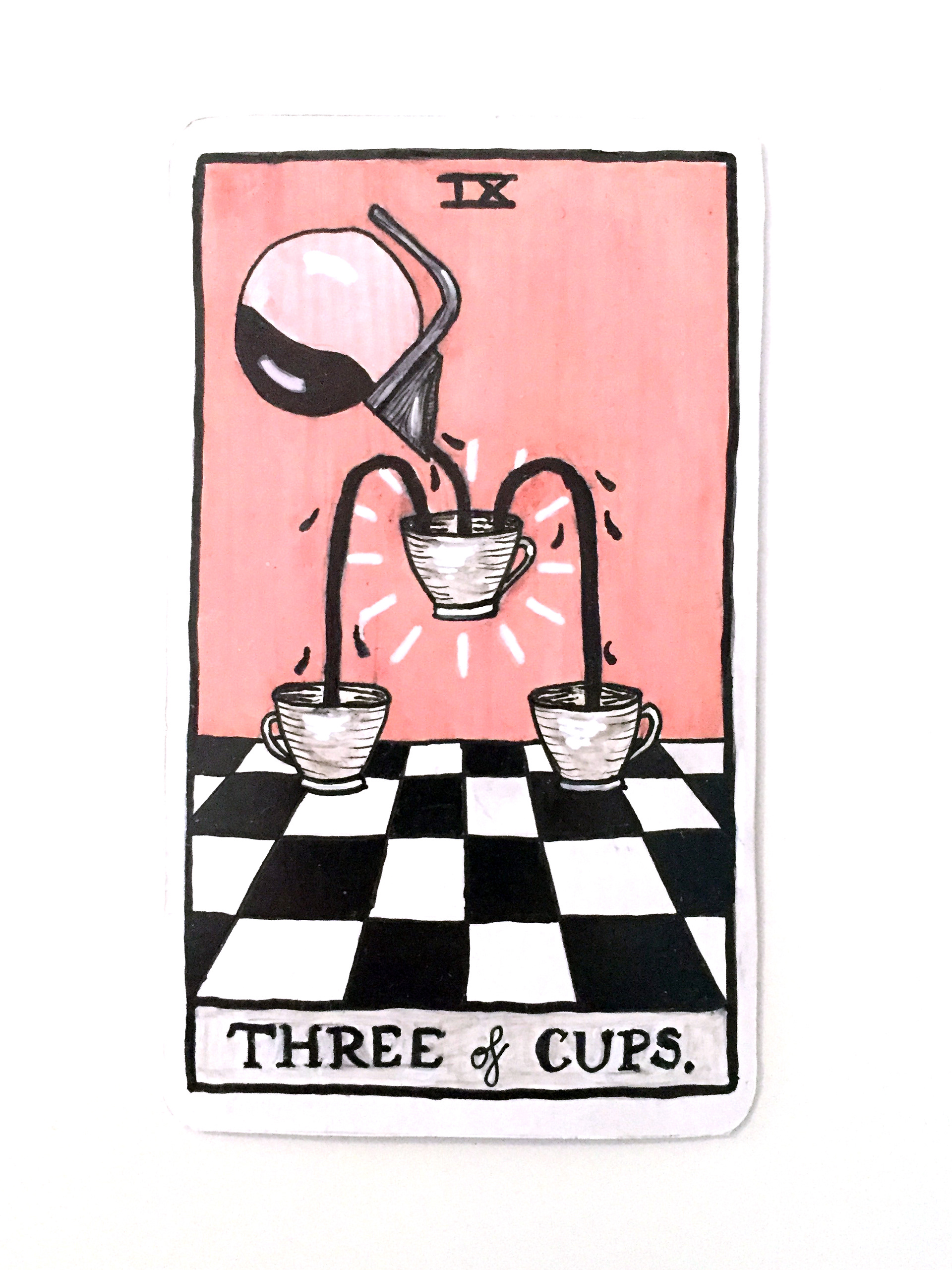 Triss i fika, tarotkort, en del av projektet 'the Woodland Circle'.