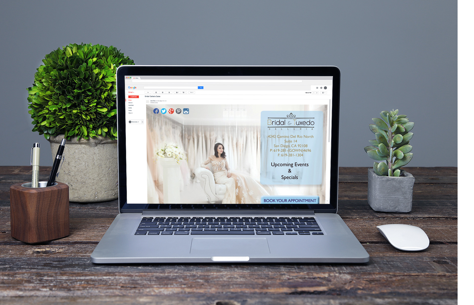 wedding eblast email advertisement mockup