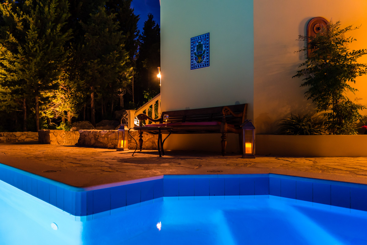 The solitude of evening by the pool