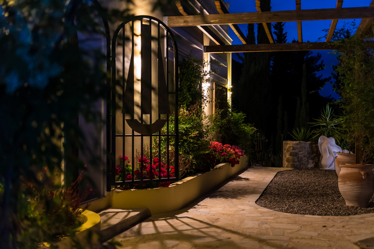 The quiet of the garden terrace by night
