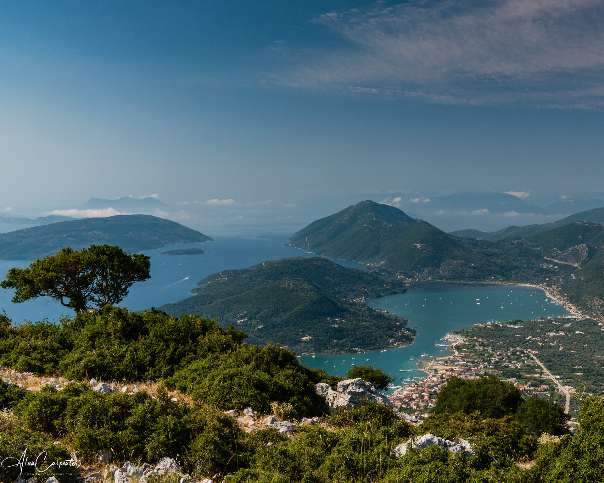 Drive up Skaros Hill, through the ancient oak forest, for one of the island’s best views — across Nidri and Vliho Bay, the sea dotted with islands and little boats below