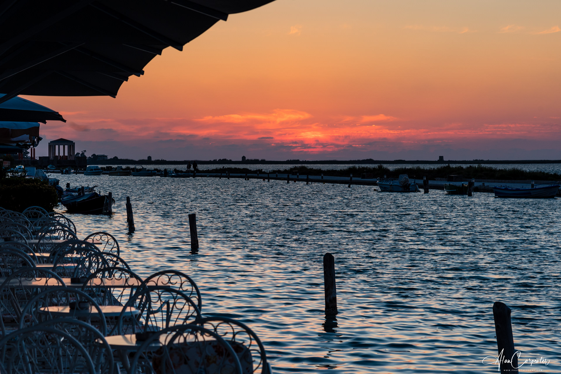 Sunset by the water in Lefkas Town