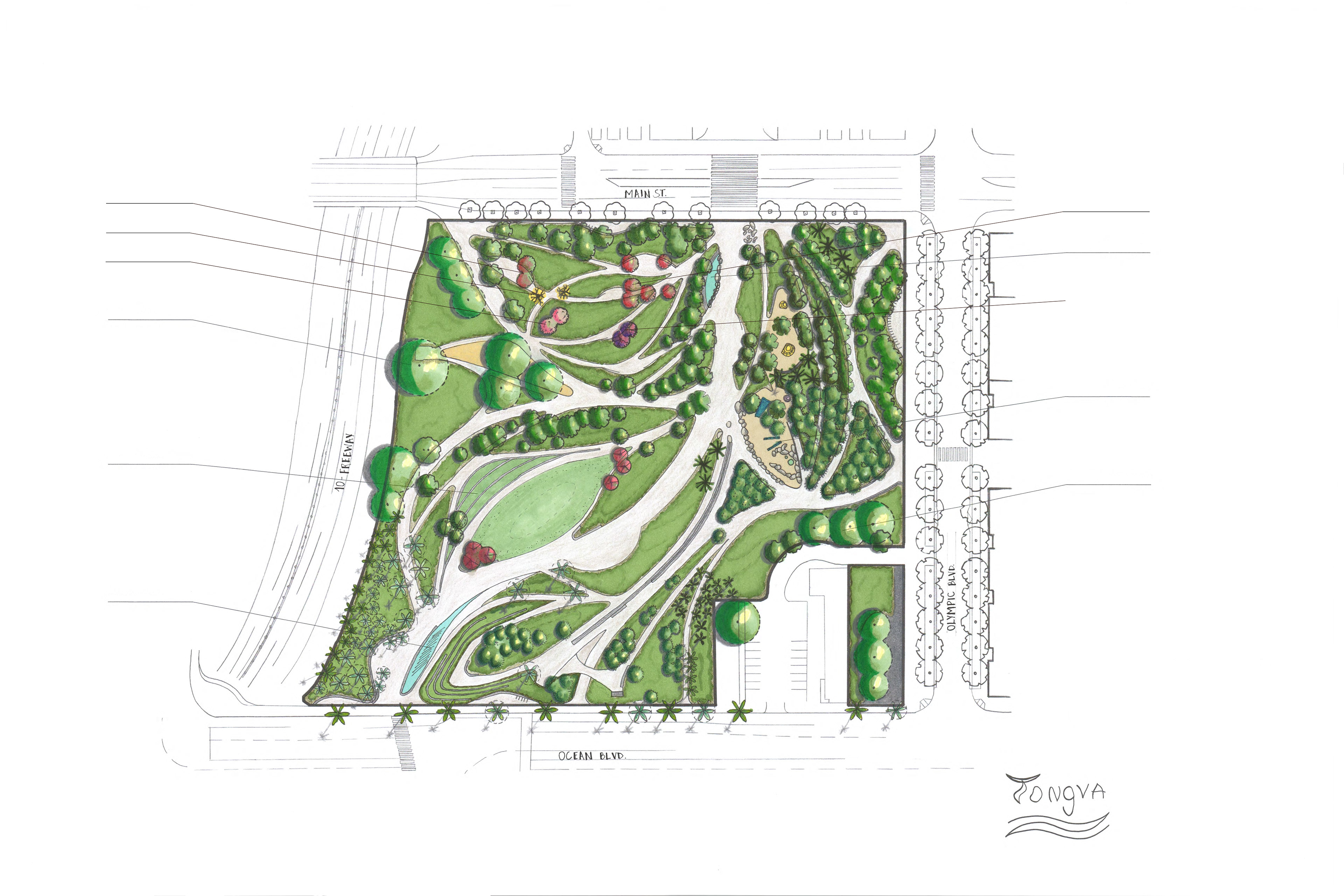 HAND COLORED ILLUSTRATIVE SITE PLAN