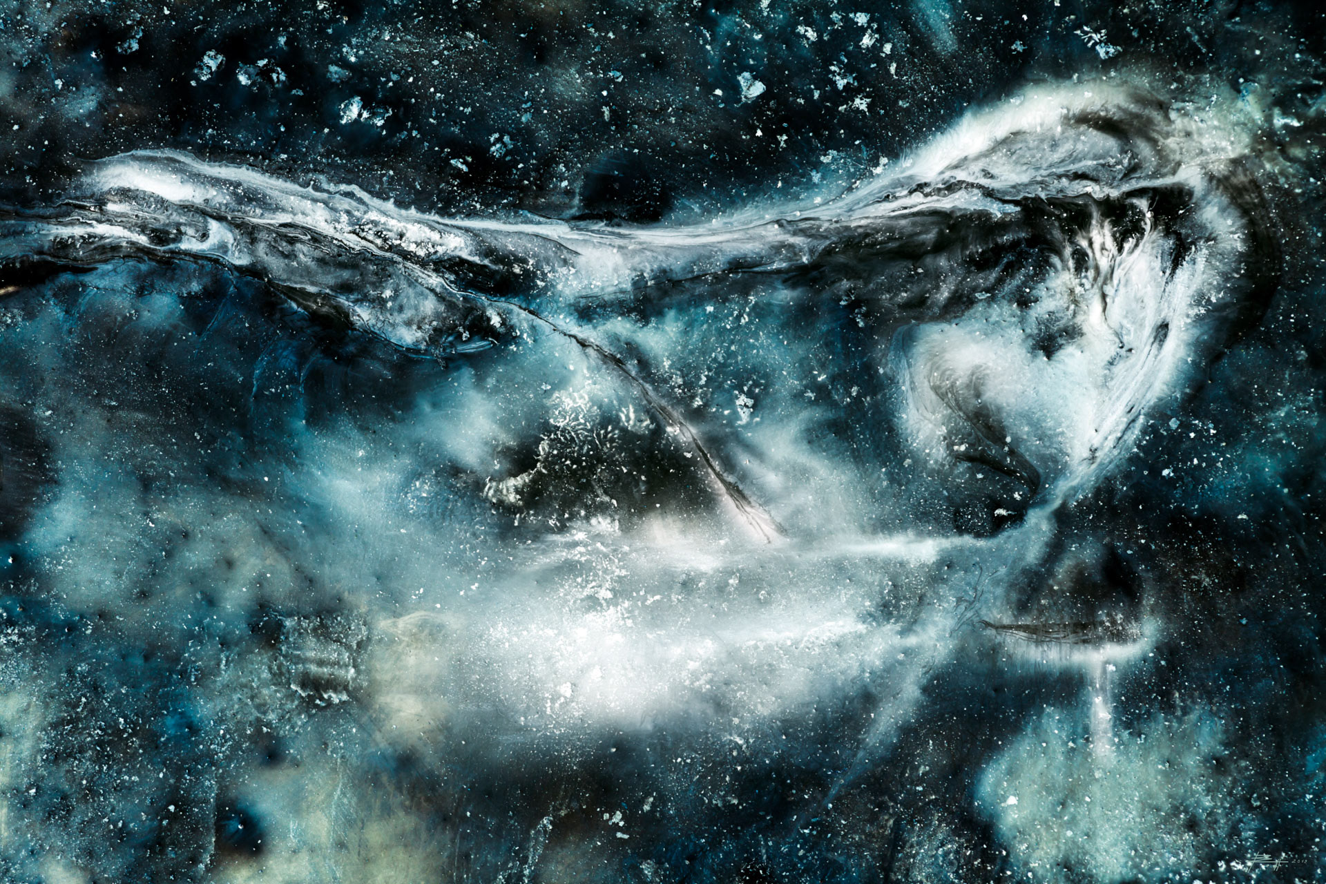 2000 Light years from home III - 2019 - Gouache/Abgelichtet - Fine Art Print auf Alu Dibond 150x100