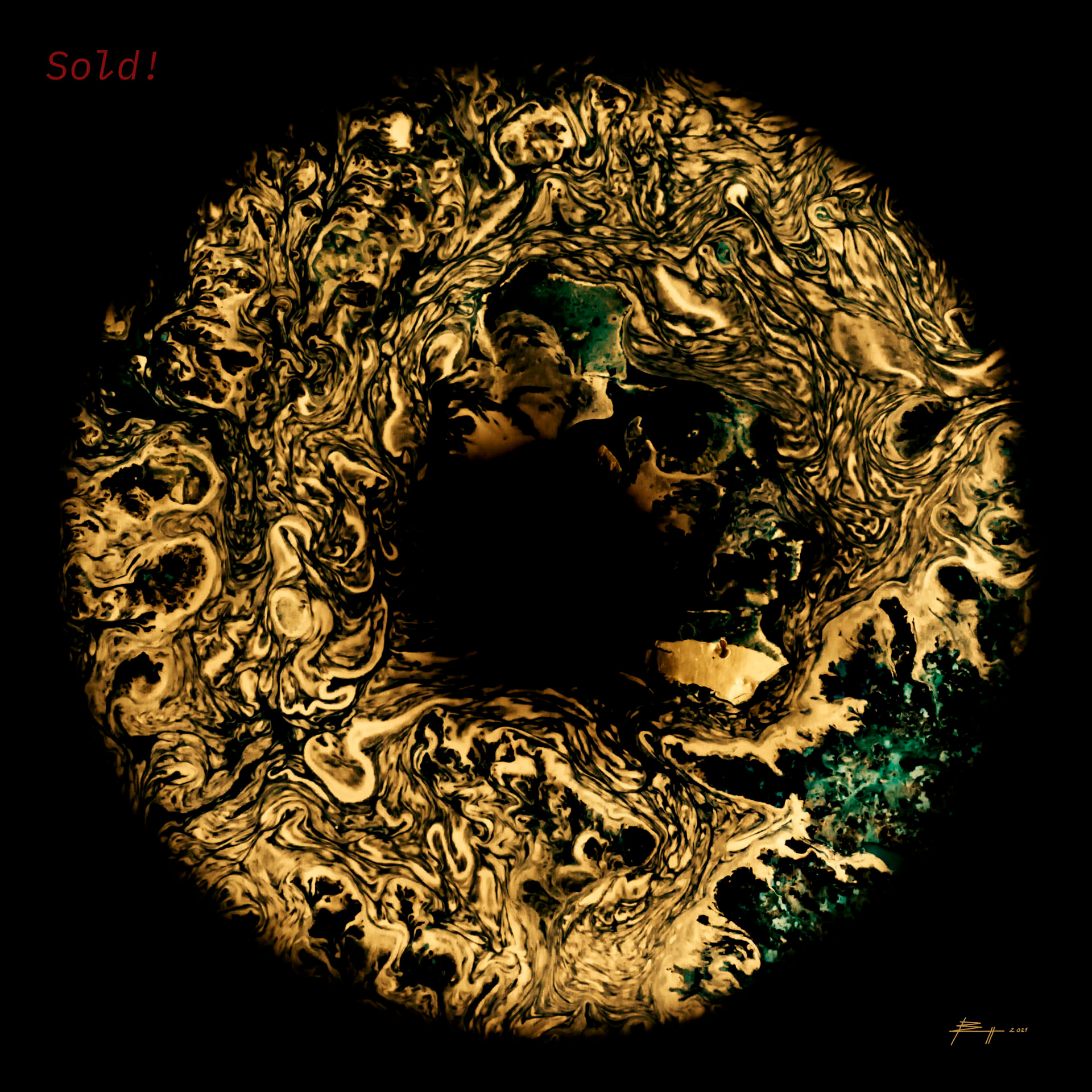 Boteh Kranz - 2022 - Gouache/Abgelichtet - Fine Art Print auf Alu Dibond - 60x60 - SOLD!
