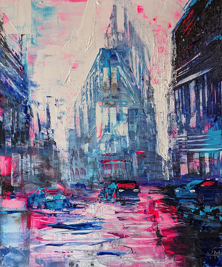 Le carrefour bleu - 54 x 65 x 2,2 cm