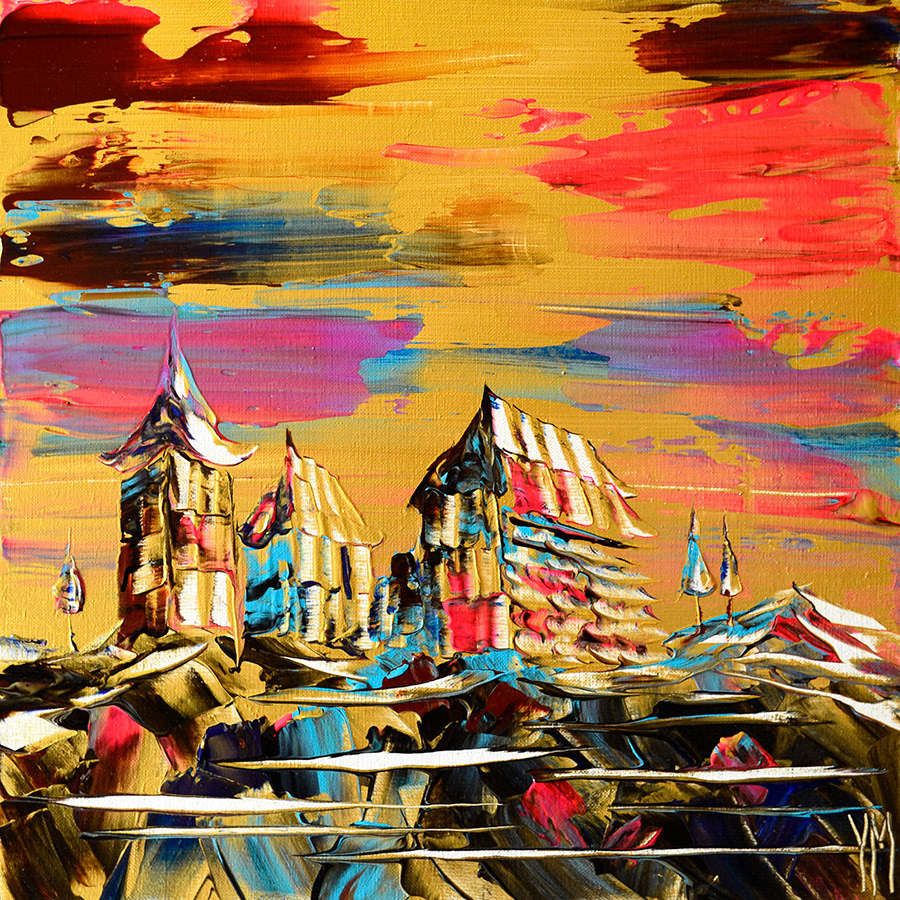 Le village serein - 40 x 40 x 2 cm