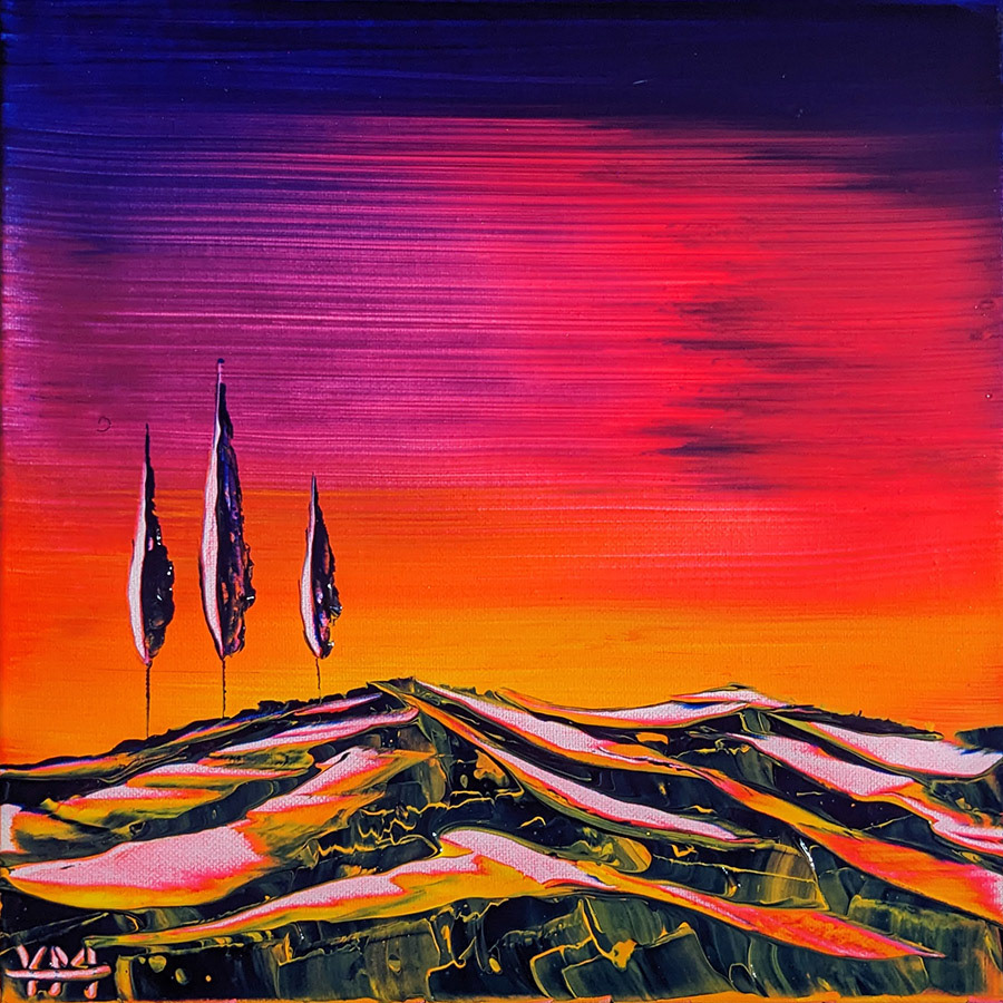 La colline rose lumière - 30 x 30 x 2 cm