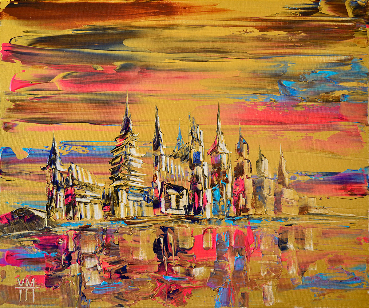 Le village de cristal - 61 x 50 1,6 cm