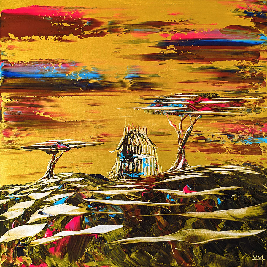 Calme d'or - 80 x 80 x 3,7 cm
