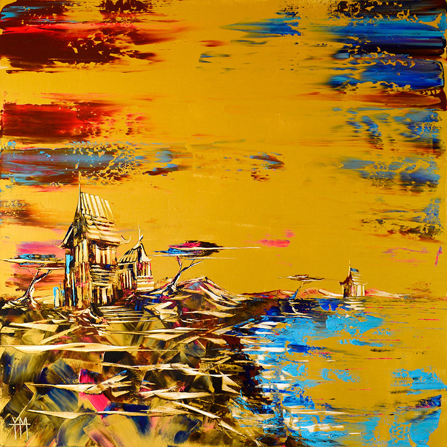 Le lac rose - 100 x 100 x 2,4 cm
