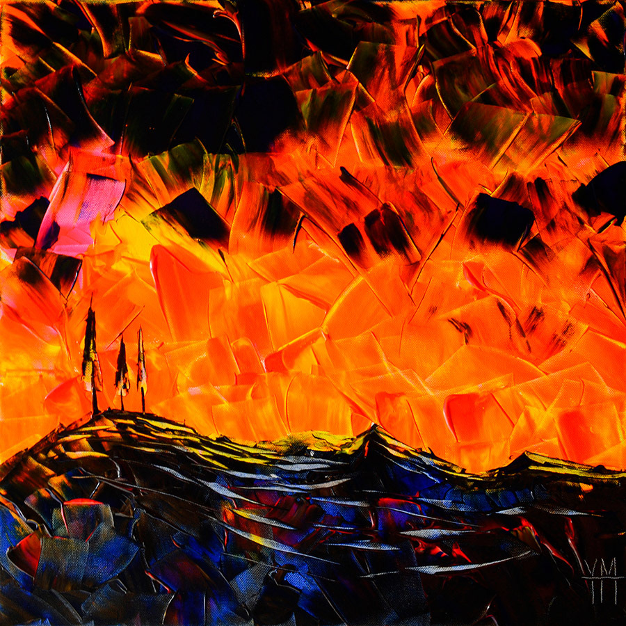 La colline de feu - 50 x 50 x 3,6 cm