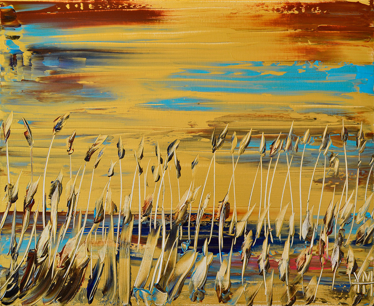 Roseaux en or - 61 x 50 1,6 cm