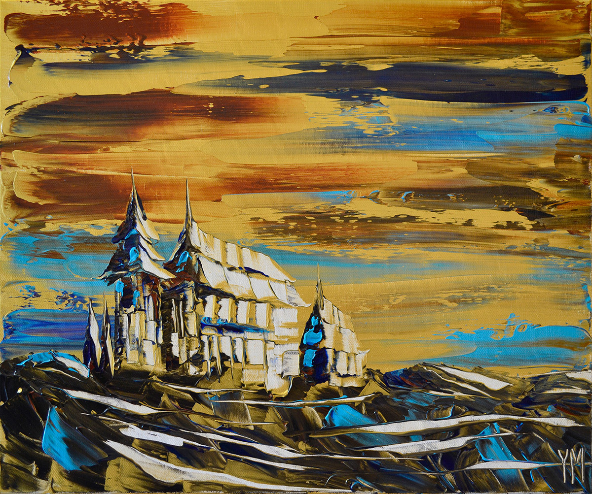 La village bleu - 61 x 50 x 1,6 cm