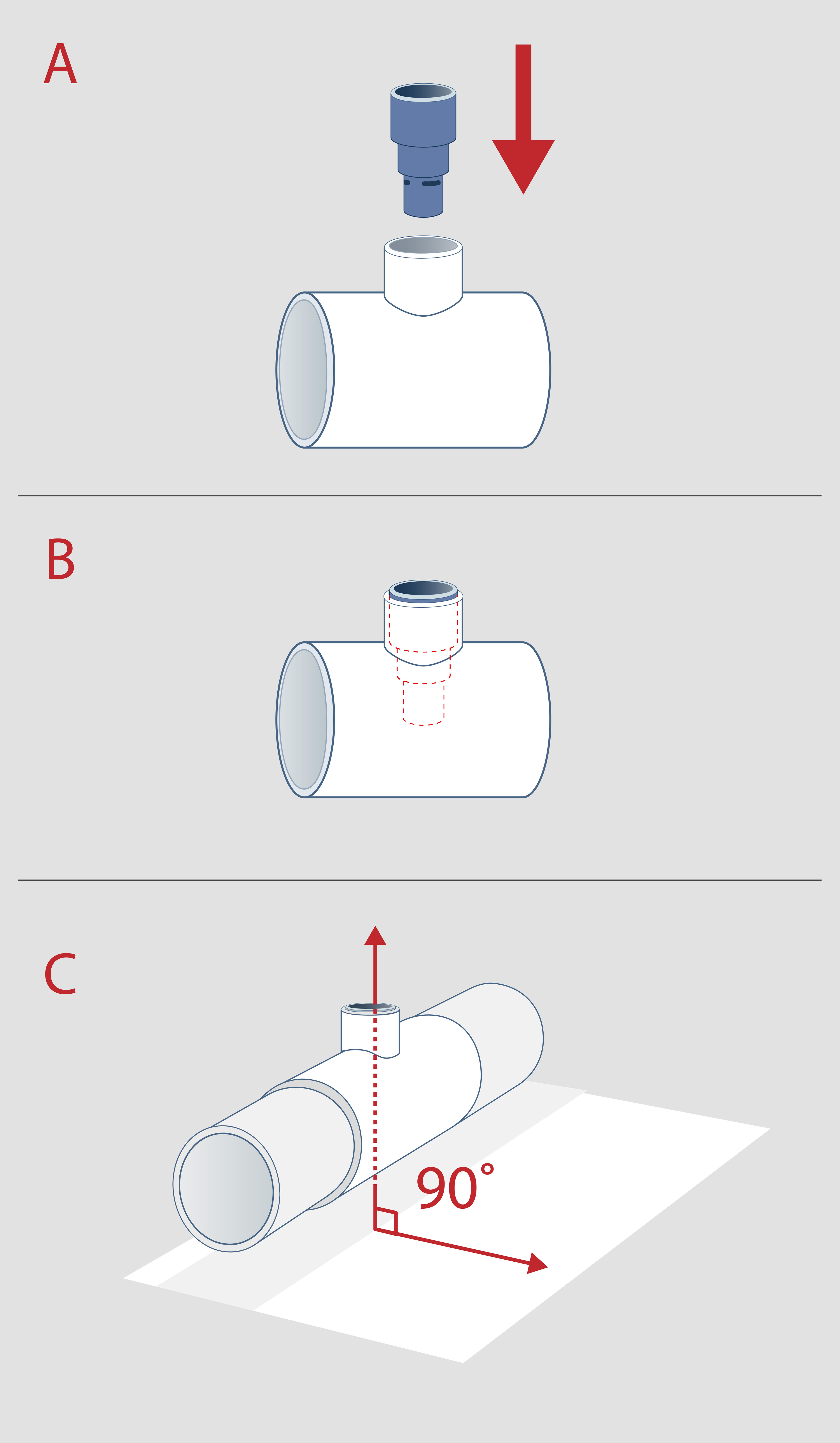 How to use an adapter in a tee for inline pHin