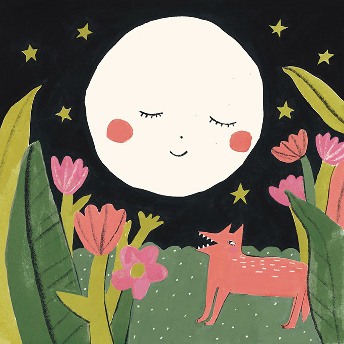 Day 1 MOON: The little wolf spent all evening laughing and playing with the moon.