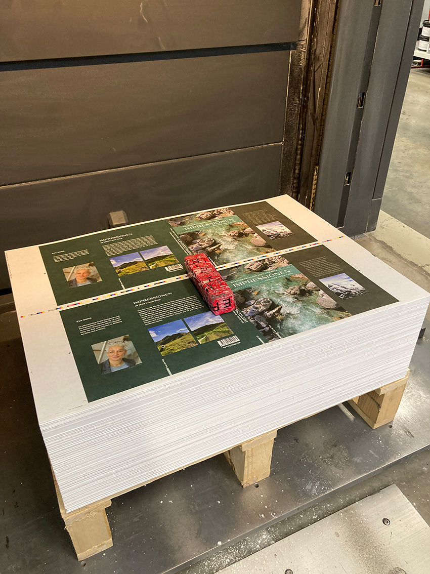 Die fertigen Umschlagbögen mit 2 Nutzen