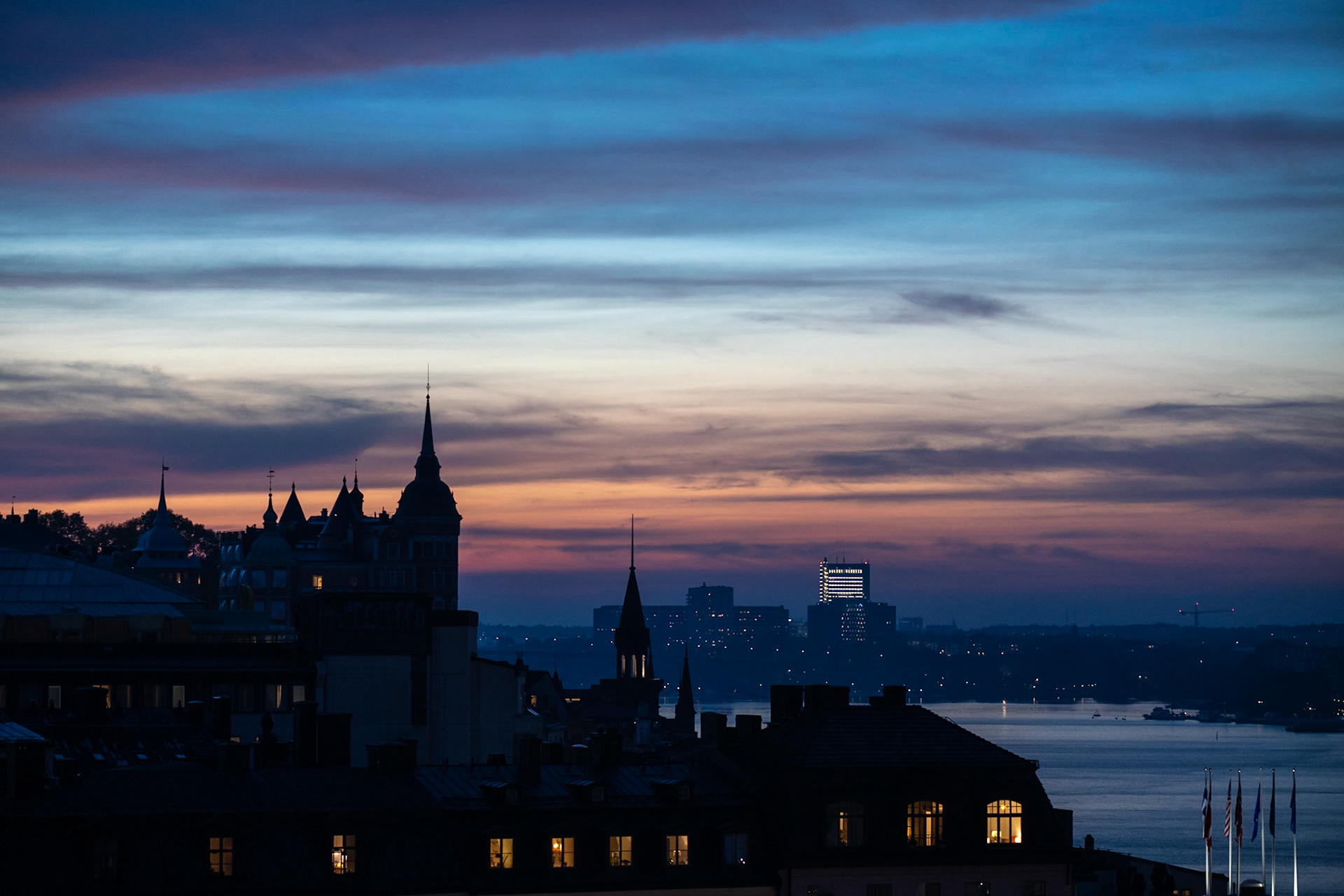City silhouette at night