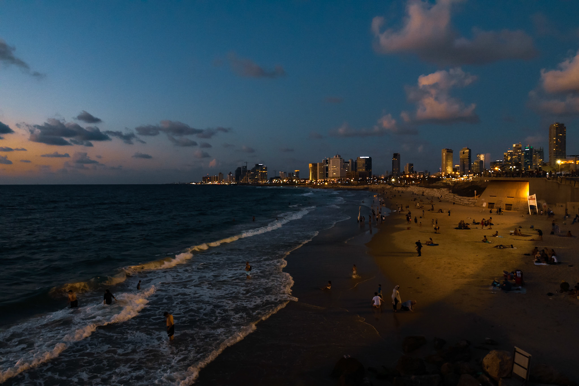 Tel Aviv beach at sunset