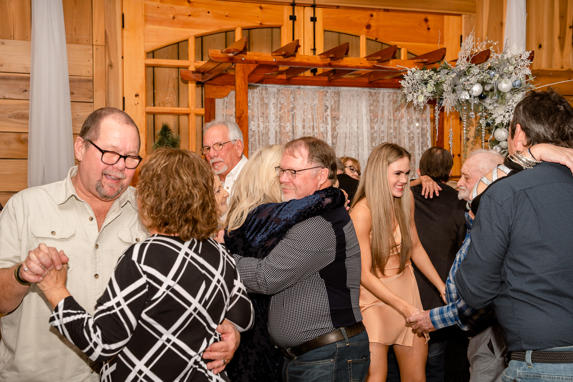 Bride and groom dance at reception