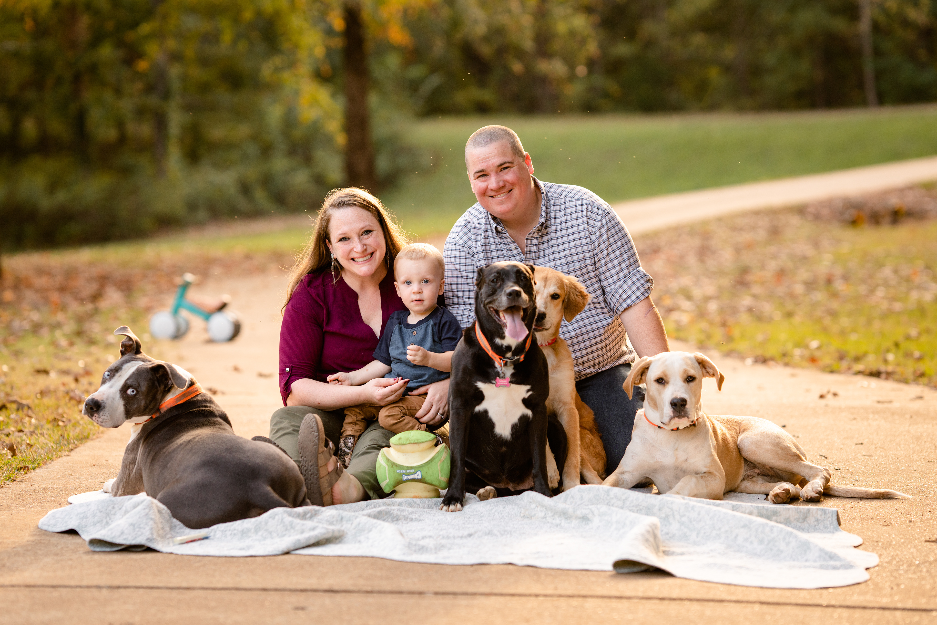 Family with their dogs included