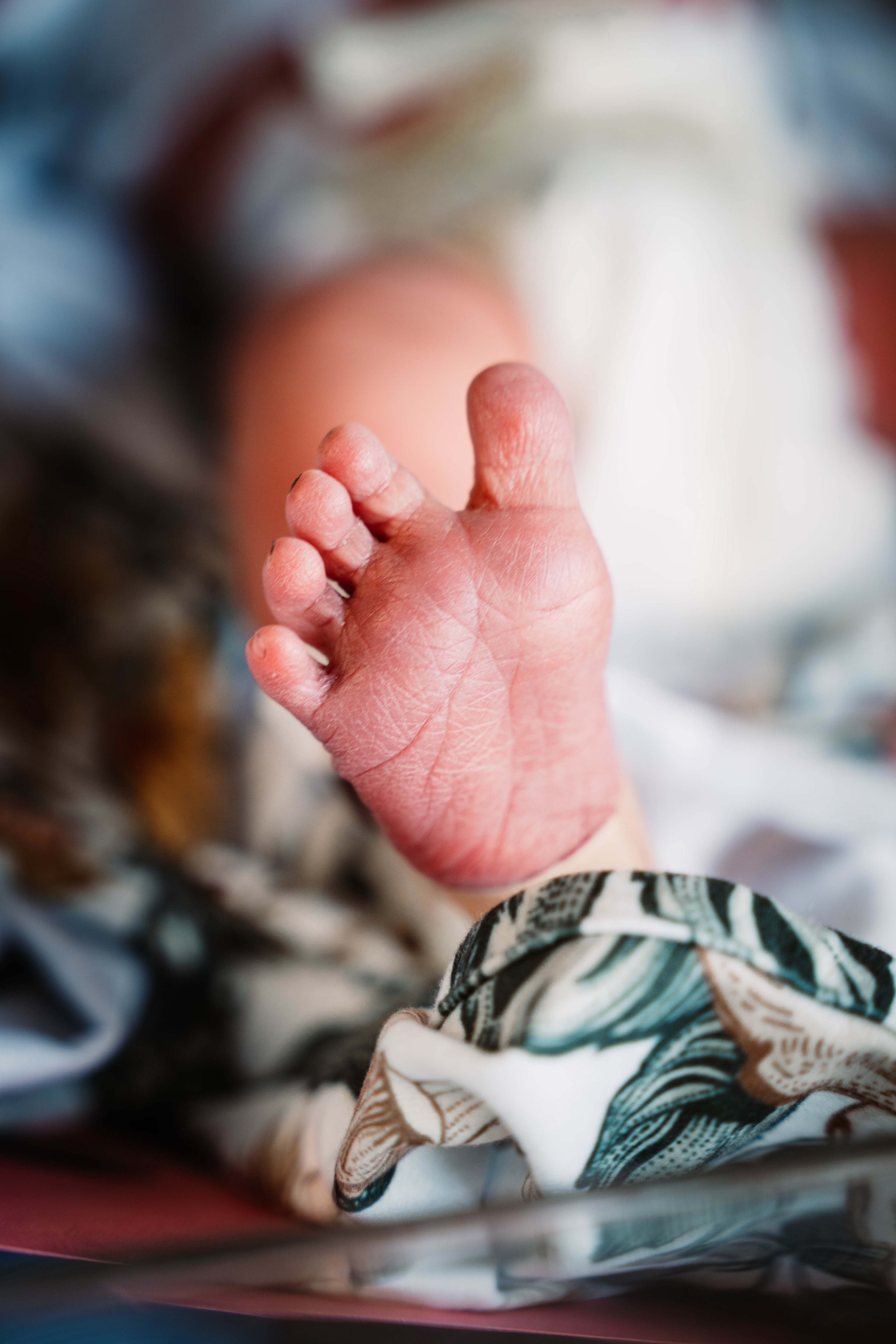 Detail shot of newborn baby's foot