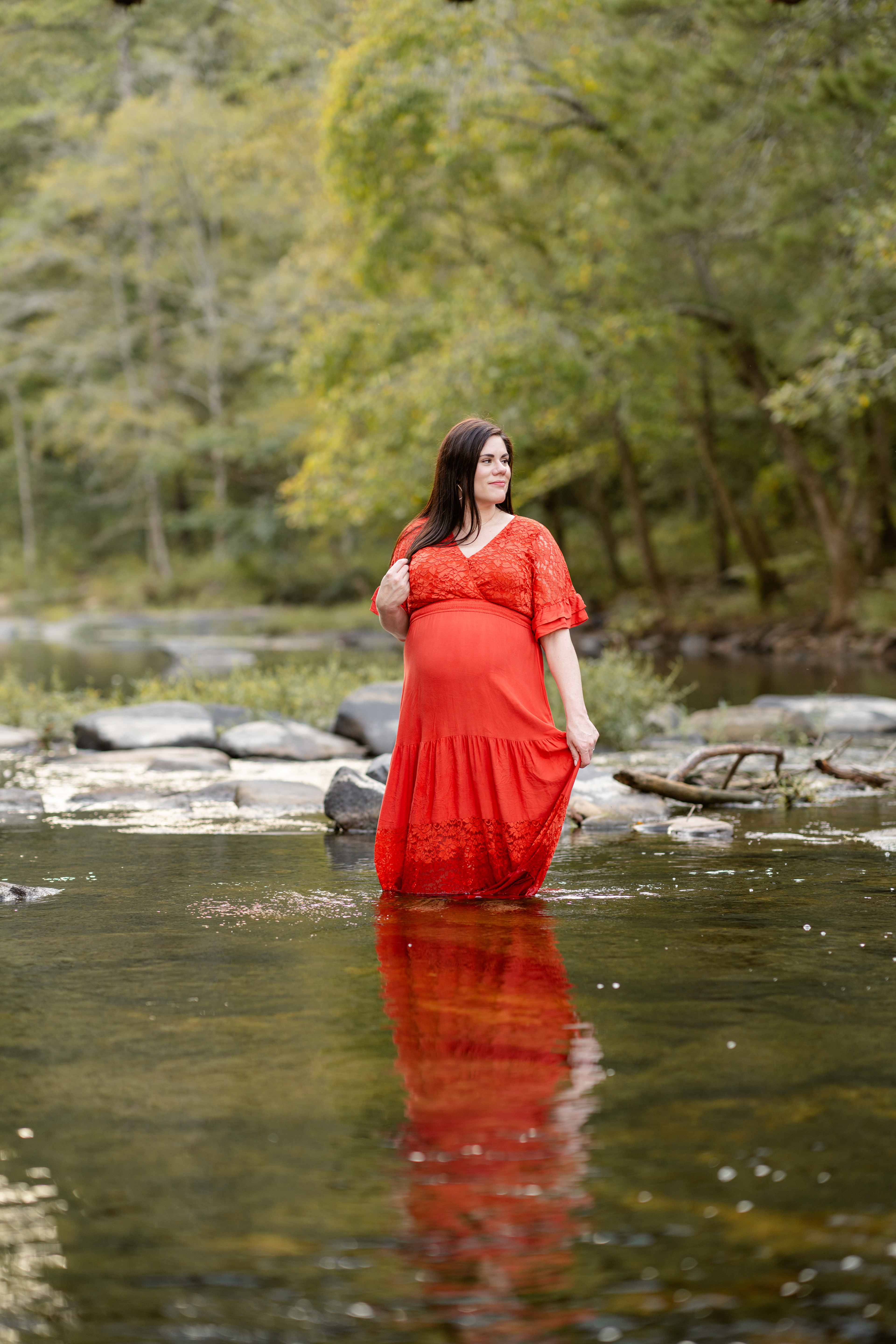 Expecting mom in a creek